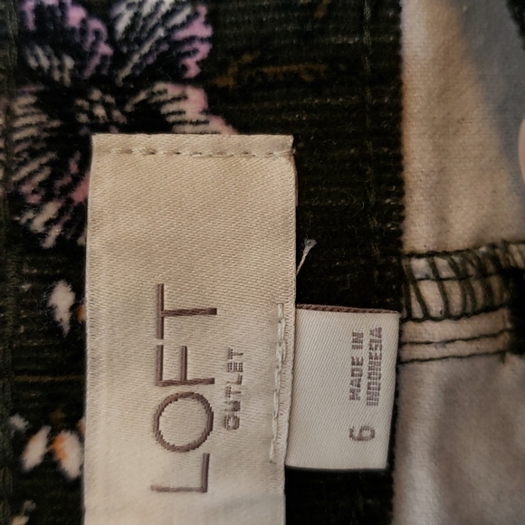 NEW Loft Corduroy Skirt Olive Floral Classic Preppy Classic Trendy Fall Trendy - Picture 4 of 13